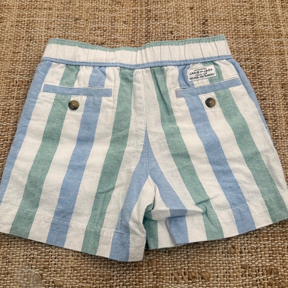 Janie And Jack Boys Striped Linen Cotton Pull-On Short 2T Green Blue White - Picture 5 of 7